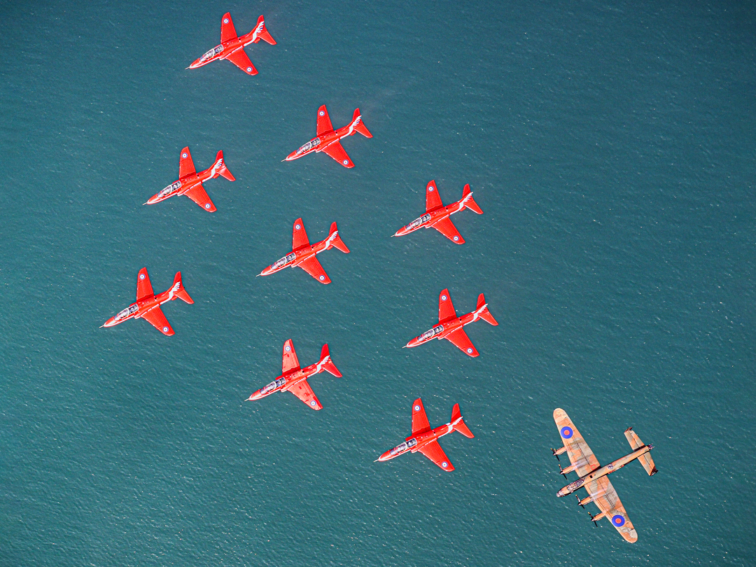 RAF Red Arrows and Lancaster | Photo Print | Military | Aircraft | Royal Air Force | Wall Art | Decor | Print | Jet | Aviation | Photography Hampshire Prints 6 x 4 No Frame No