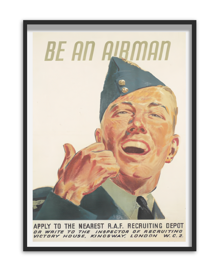 Be an Airman | British World War Two Recruitment Poster Posters, Prints, & Visual Artwork Hampshire Prints