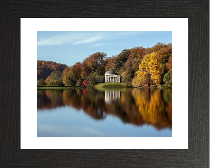 Reflections of Stourhead in Wiltshire in autumn Photo Print - Canvas - Framed Photo Print - Hampshire Prints