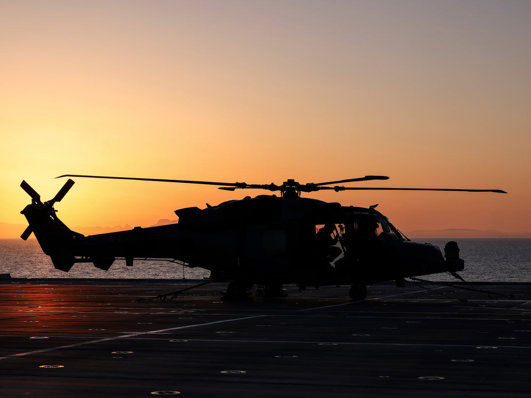 Royal Navy WILDCAT Helicopter silhouette at sunset | Photo Print | Military | Aircraft | Royal Navy | Wall Art | Home Decor | NAS | Aviation Hampshire Prints