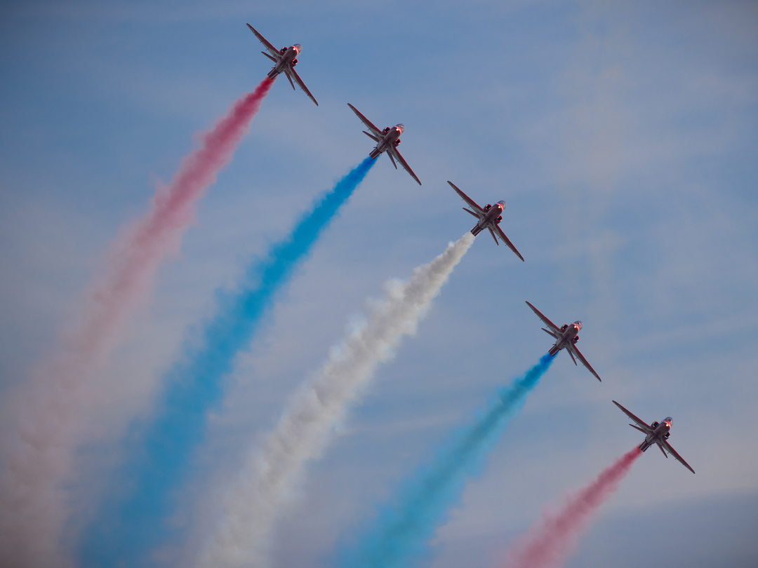 RAF Red Arrow red white and blue smoke | Photo Print | Military | Aircraft | Royal Air Force | Wall Art | Home Decor | Jets | Aviation Hampshire Prints 6 x 4 No Frame No