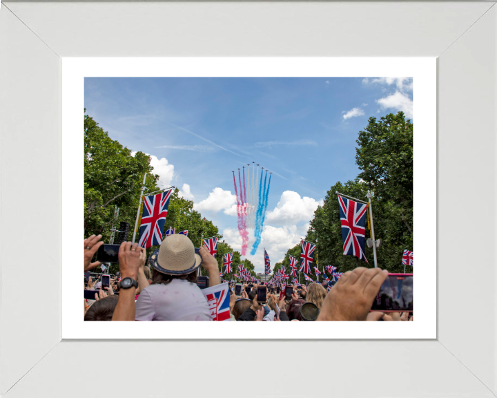 RAF Red Arrows Over the Mall London | Photo Print | Military | Aircraft | Royal Air Force | Wall Art | Home Decor | Print | Jets | Aviation Hampshire Prints 10 x 8 White Frame Yes