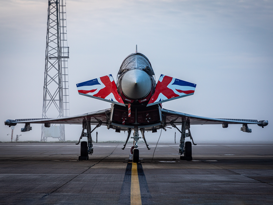 RAF Typhoon with Union Jacks on a runway | Photo Print | Framed Print | Military | Aircraft | Royal Air Force | Wall Art | Home Decor | Aviation | Photography Hampshire Prints 6 x 4 No Frame No