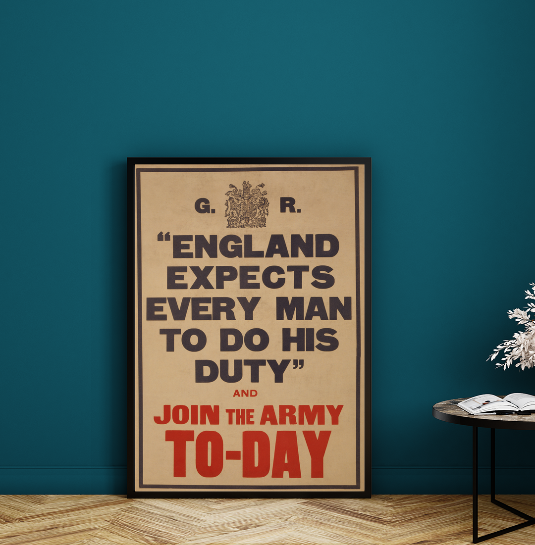 England expects every man to do his duty and join the army to-day | British World War One Recruitment Poster Posters, Prints, & Visual Artwork Hampshire Prints