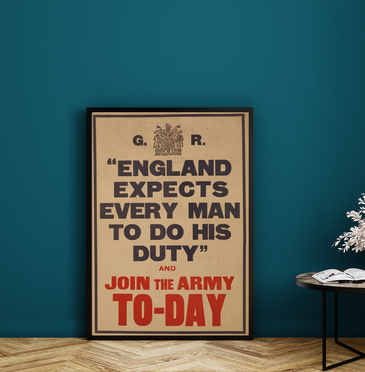 England expects every man to do his duty and join the army to-day | British World War One Recruitment Poster Posters, Prints, & Visual Artwork Hampshire Prints