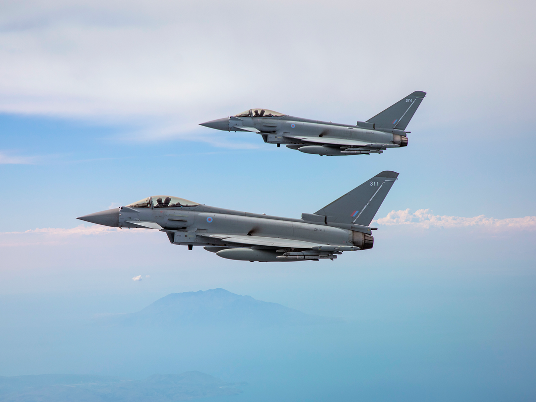 Two RAF Typhoon jets in flight | Photo Print | Framed Print | Military | Aircraft | Royal Air Force | Wall Art | Home Decor | Aviation | Photography Hampshire Prints 6 x 4 No Frame No