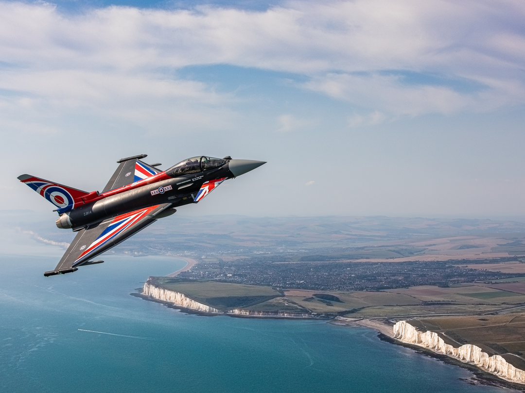 RAF Typhoon over the white cliffs of Dover | Photo Print | Framed Print | Military | Aircraft | Royal Air Force | Wall Art | Home Decor | Aviation | Photography Hampshire Prints 6 x 4 No Frame No