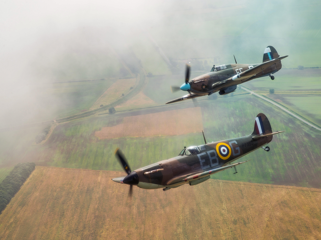RAF Spitfire and Hurricane in flight | Photo Print | Framed Print | Military | Aircraft | Royal Air Force | Wall Art | Home Decor | Aviation | Photography Hampshire Prints 6 x 4 No Frame No