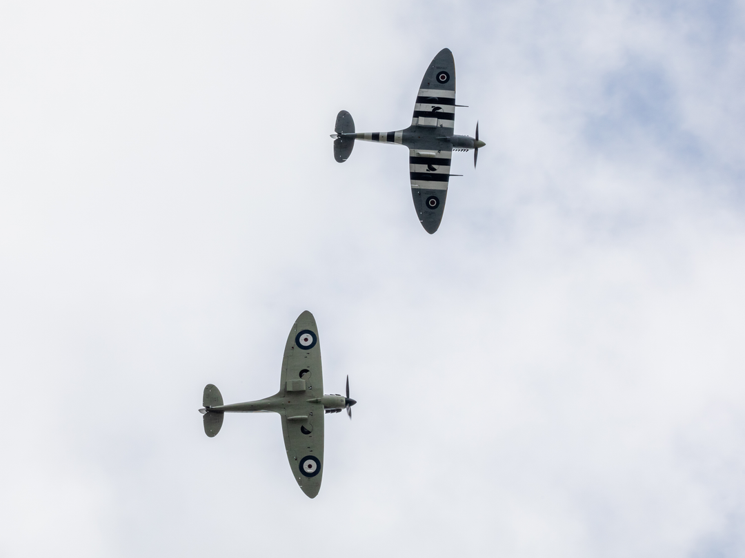 RAF Spitfire MK Vb and Spitfire MK11a in flight | Photo Print | Framed Print | Military | Aircraft | Royal Air Force | Wall Art | Home Decor | Aviation | Photography Hampshire Prints 6 x 4 No Frame No