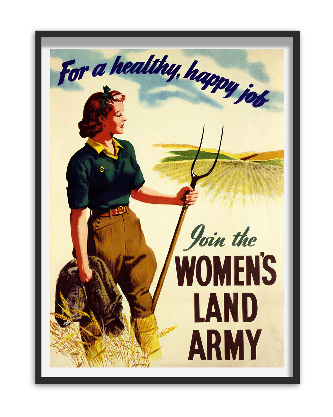 For a healthy happy job join the Women's Land Army | World War Two Recruitment Poster Posters, Prints, & Visual Artwork Hampshire Prints