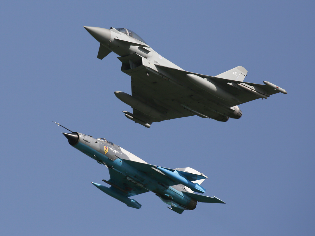 RAF Typhoon and a Romanian MiG 21 Lancer | Photo Print | Framed Print | Military | Aircraft | Royal Air Force | Wall Art | Home Decor | Aviation | Photography Hampshire Prints 6 x 4 No Frame No