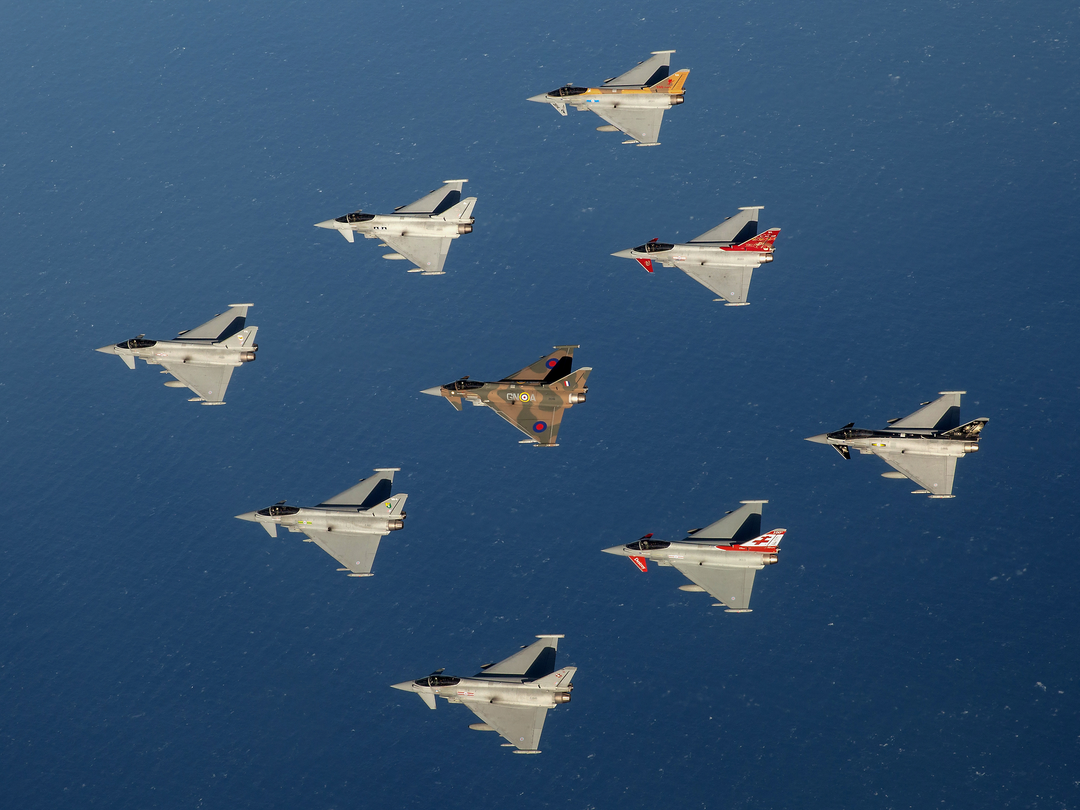 RAF Typhoon diamond 9 formation | Photo Print | Framed Print | Military | Aircraft | Royal Air Force | Wall Art | Home Decor | Aviation | Photography Hampshire Prints 6 x 4 No Frame No