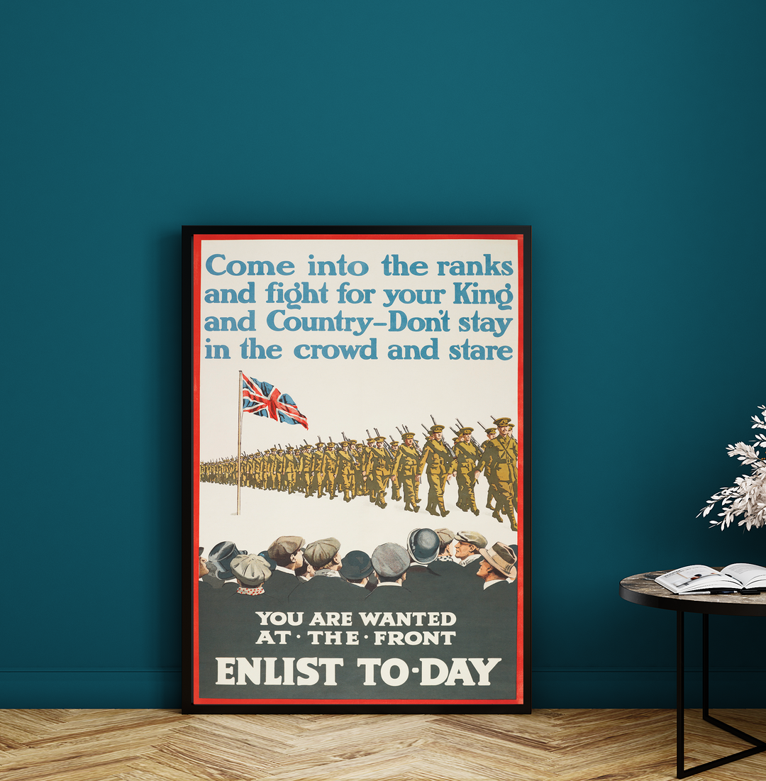 Come into the Ranks you are wanted at the front enlist to-day | World War One Recruitment Poster Posters, Prints, & Visual Artwork Hampshire Prints