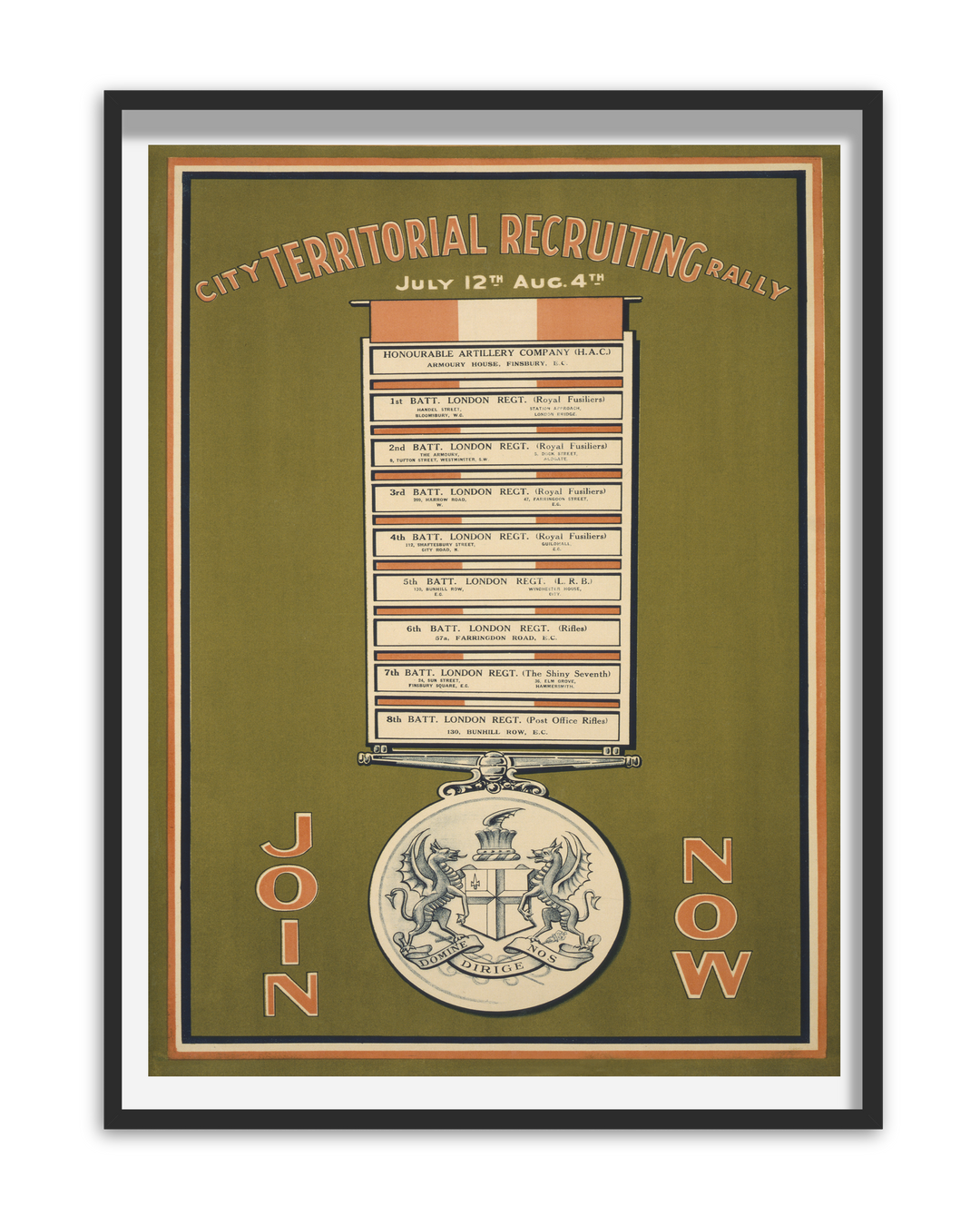 City Territorial Recruiting Rally | World War One Recruitment Poster Posters, Prints, & Visual Artwork Hampshire Prints