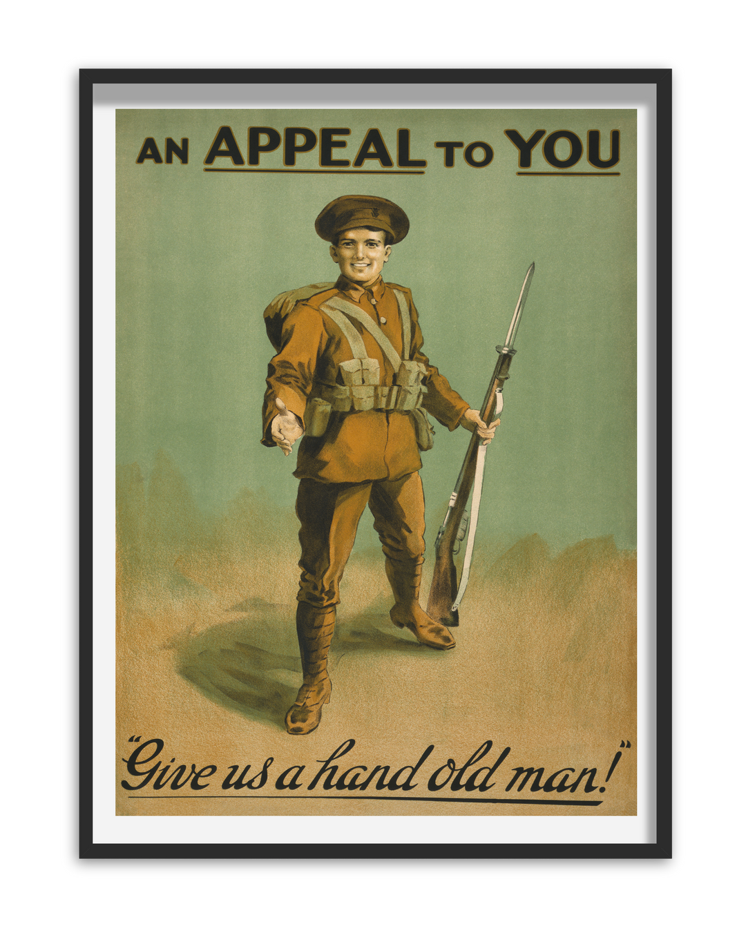 An appeal to you give us a hand old man | World War One Recruitment Poster Posters, Prints, & Visual Artwork Hampshire Prints