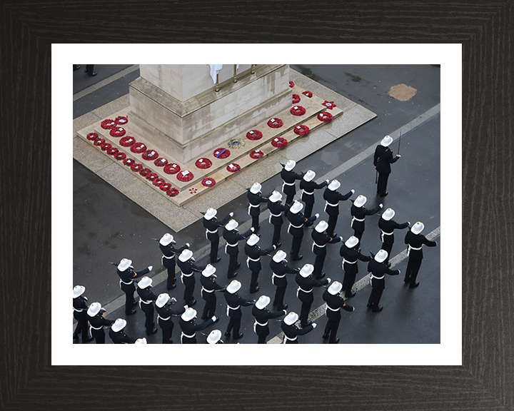 Royal Marines march past the Cenotaph London | Photo Print | Framed Print | Military | Commando | Wall Art | Home Decor | Photography Hampshire Prints 10 x 8 Black Frame Yes