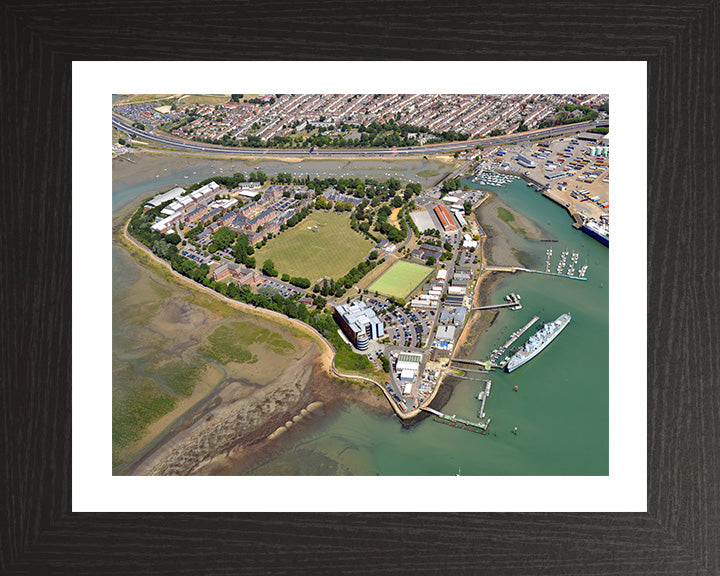 HMS Excellent Royal Navy shore establishment Aerial Photo Print or Framed Photo Print - Hampshire Prints