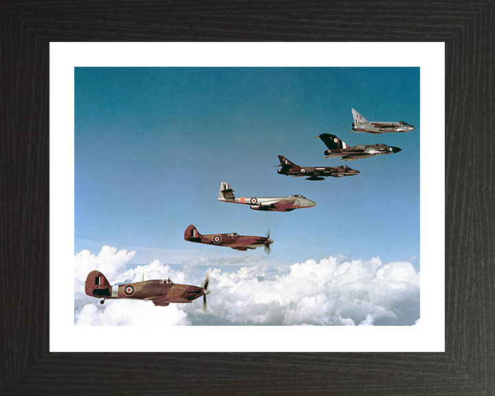 RAF Fighters 1940-1960 in flight | Photo Print | Framed Print | Military | Aircraft | Royal Air Force | Wall Art | Home Decor | Aviation | Photography Hampshire Prints 10 x 8 Black Frame Yes