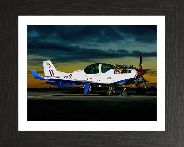 RAF Grob Prefect at sunset | Photo Print | Framed Print | Military | Aircraft | Royal Air Force | Wall Art | Home Decor | Aviation | Photography Hampshire Prints 10 x 8 Black Frame Yes