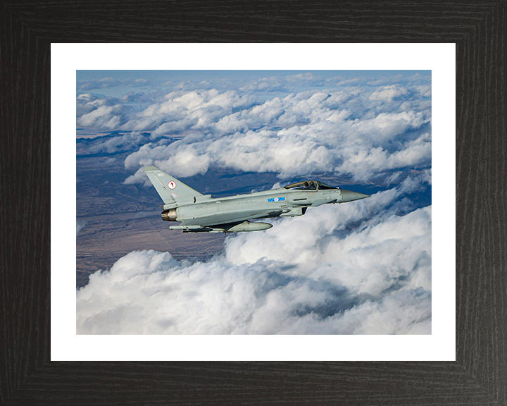 RAF 6 Squadron Typhoon in flight | Photo Print | Framed Print | Military | Aircraft | Royal Air Force | Wall Art | Home Decor | Aviation | Photography Hampshire Prints 10 x 8 Black Frame Yes