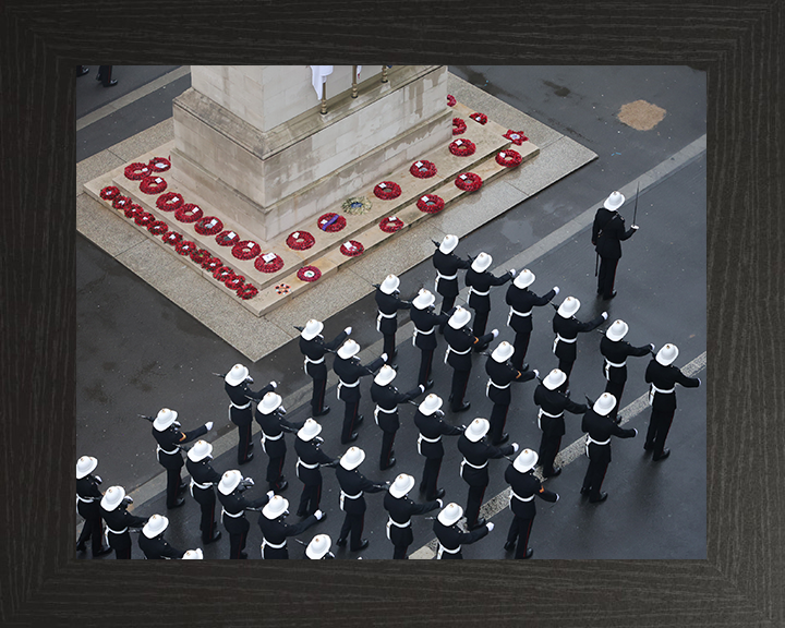 Royal Marines march past the Cenotaph London | Photo Print | Framed Print | Military | Commando | Wall Art | Home Decor | Photography Hampshire Prints 10 x 8 Black Frame No