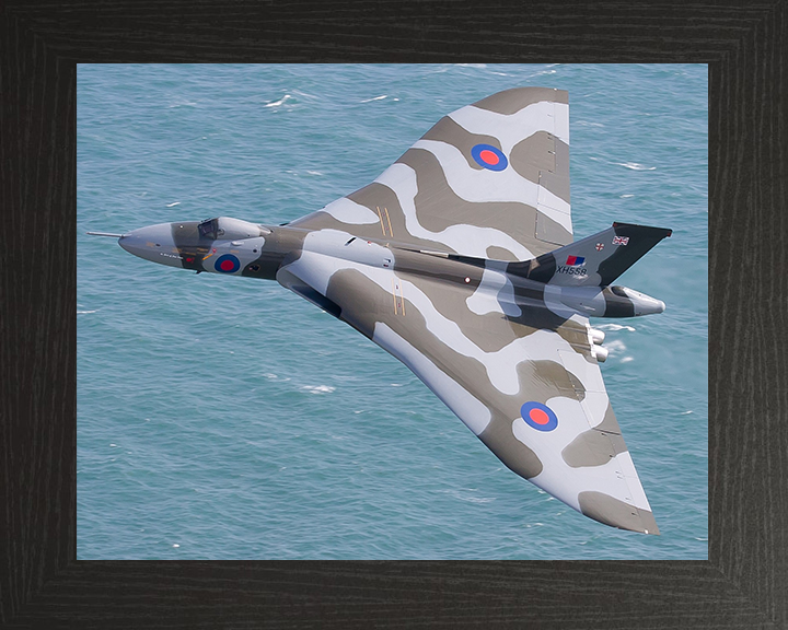 RAF Avro Vulcan Bomber in Flight | Photo Print | Framed Print | Military | Aircraft | Royal Air Force | Wall Art | Home Decor | Aviation | Photography Hampshire Prints 10 x 8 Black Frame No