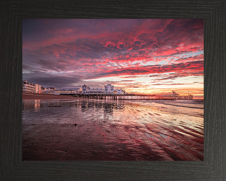 A red sunrise at south parade pier Southsea Hampshire Photo Print - Canvas - Framed Photo Print - Hampshire Prints