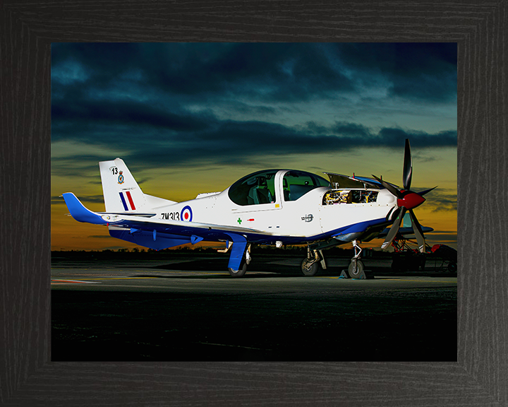 RAF Grob Prefect at sunset | Photo Print | Framed Print | Military | Aircraft | Royal Air Force | Wall Art | Home Decor | Aviation | Photography Hampshire Prints 10 x 8 Black Frame No