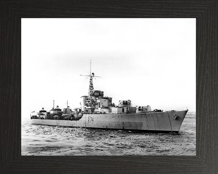 HMS Hogue R74 (D74) | Photo Print | Framed Print | Battle Class | Destroyer | Royal Navy Hampshire Prints 10 x 8 Black Frame No