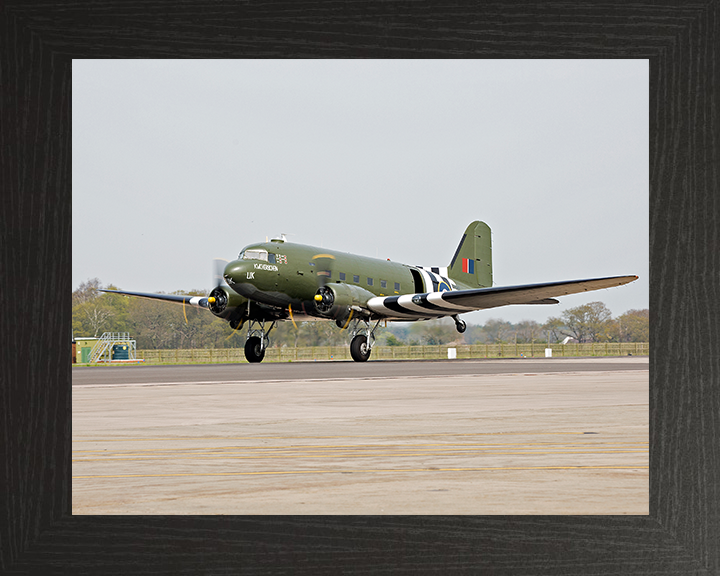 RAF BBMF Dakota Plane | Photo Print | Framed Print | Military | Aircraft | Royal Air Force | Wall Art | Home Decor | Aviation | Photography Hampshire Prints 10 x 8 Black Frame No