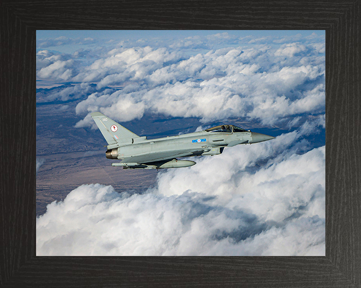 RAF 6 Squadron Typhoon in flight | Photo Print | Framed Print | Military | Aircraft | Royal Air Force | Wall Art | Home Decor | Aviation | Photography Hampshire Prints 10 x 8 Black Frame No