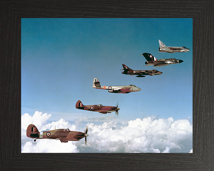 RAF Fighters 1940-1960 in flight | Photo Print | Framed Print | Military | Aircraft | Royal Air Force | Wall Art | Home Decor | Aviation | Photography Hampshire Prints 10 x 8 Black Frame No