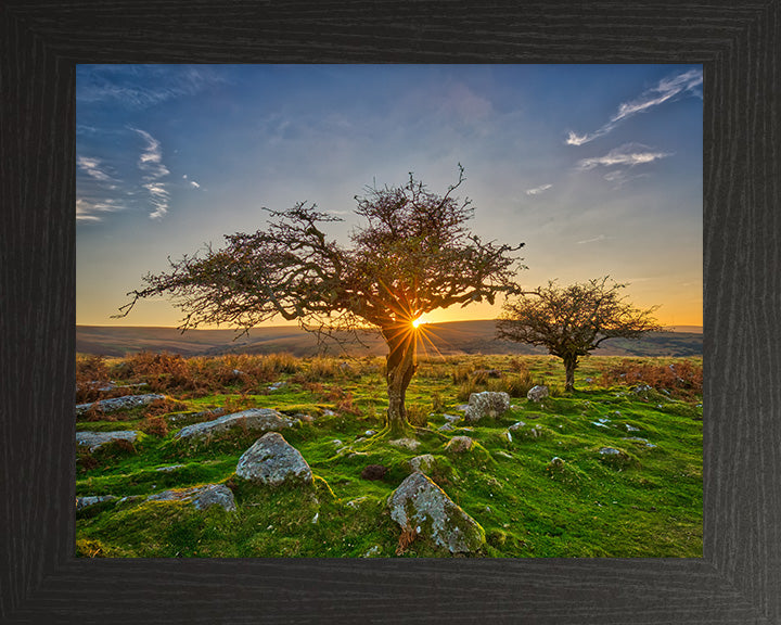 Combestone Tor Dartmoor Devon at sunset Photo Print - Canvas - Framed Photo Print - Hampshire Prints
