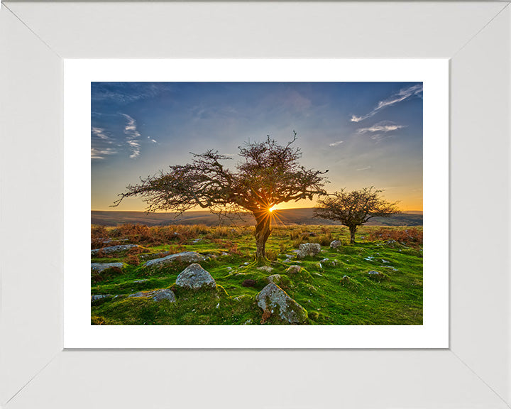 Combestone Tor Dartmoor Devon at sunset Photo Print - Canvas - Framed Photo Print - Hampshire Prints