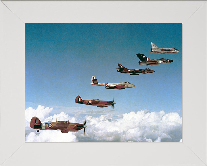 RAF Fighters 1940-1960 in flight | Photo Print | Framed Print | Military | Aircraft | Royal Air Force | Wall Art | Home Decor | Aviation | Photography Hampshire Prints 10 x 8 White Frame No
