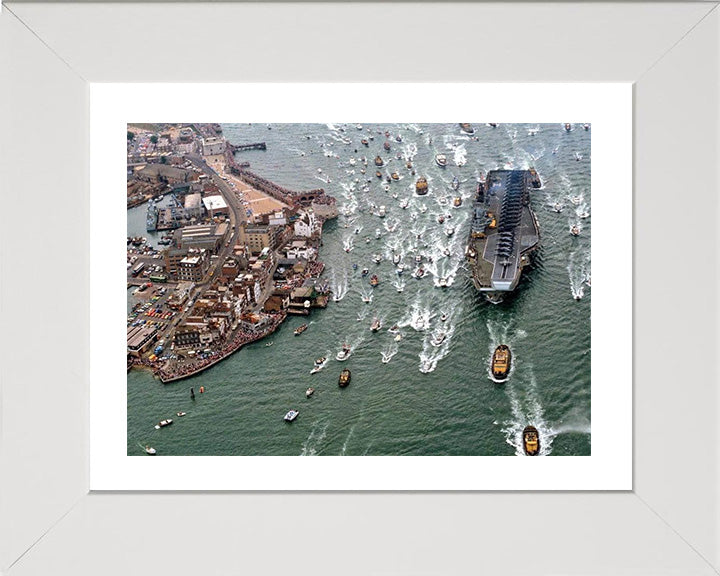 HMS Hermes R12 Royal Navy Aircraft carrier Falklands return Photo Print or Framed Print - Hampshire Prints