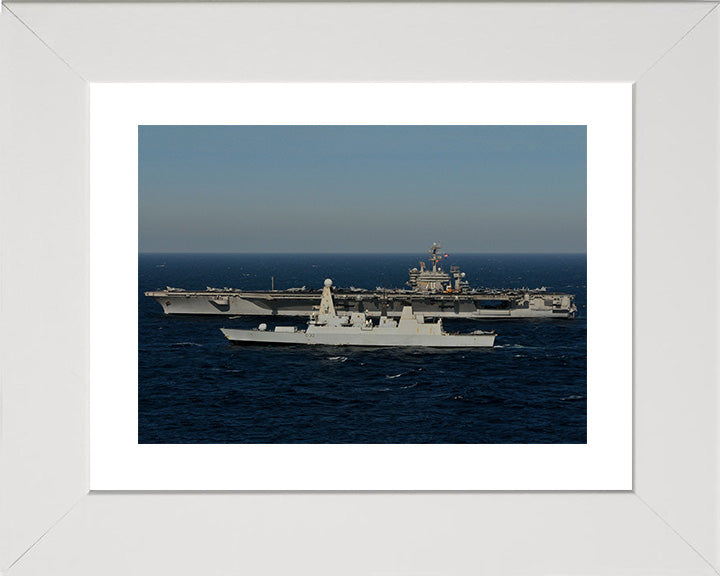 HMS Daring D32 with USS Carl Vinson | Photo Print | Framed Print | Poster | Type 45 | Destroyer | Royal Navy Hampshire Prints