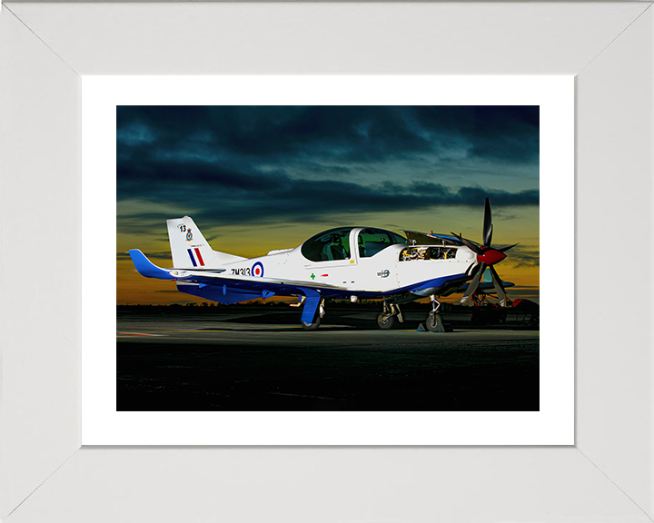 RAF Grob Prefect at sunset | Photo Print | Framed Print | Military | Aircraft | Royal Air Force | Wall Art | Home Decor | Aviation | Photography Hampshire Prints 10 x 8 White Frame Yes