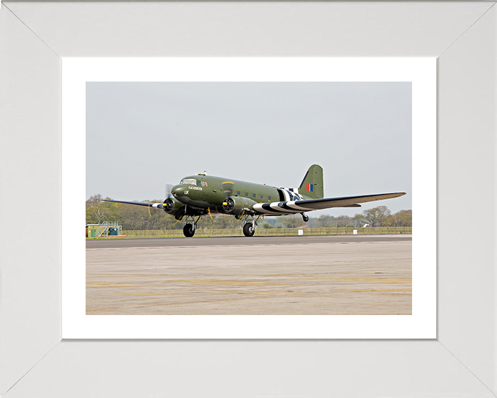 RAF BBMF Dakota Plane | Photo Print | Framed Print | Military | Aircraft | Royal Air Force | Wall Art | Home Decor | Aviation | Photography Hampshire Prints 10 x 8 White Frame Yes