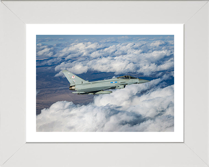 RAF 6 Squadron Typhoon in flight | Photo Print | Framed Print | Military | Aircraft | Royal Air Force | Wall Art | Home Decor | Aviation | Photography Hampshire Prints 10 x 8 White Frame Yes