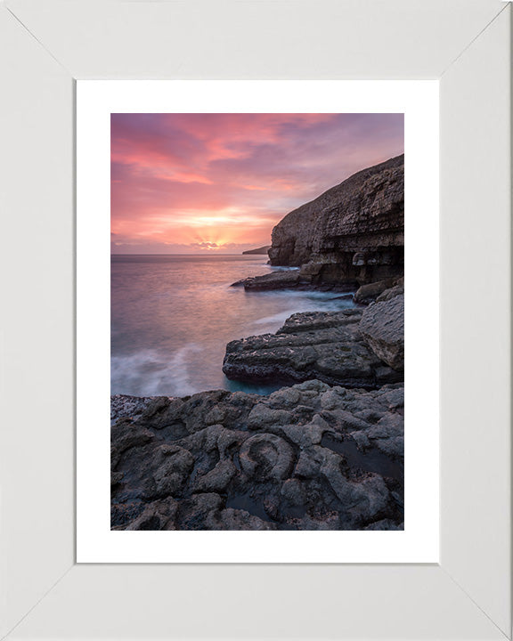 Dancing Ledge Swanage Dorset at sunset Photo Print - Canvas - Framed Photo Print - Hampshire Prints