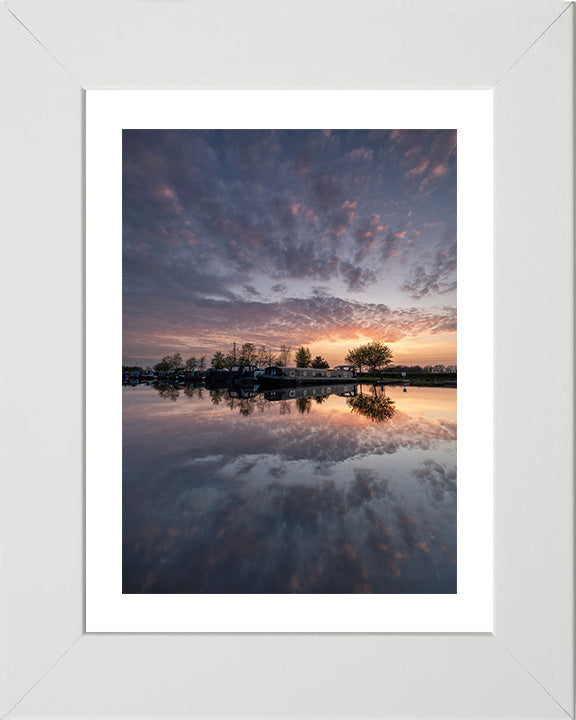 Narrow boats on the Norfolk broads at sunset Photo Print - Canvas - Framed Photo Print - Hampshire Prints