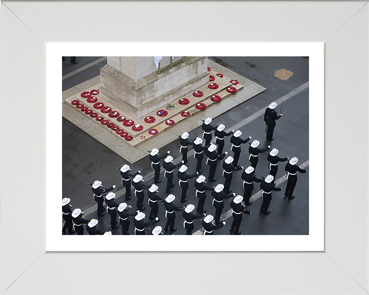 Royal Marines march past the Cenotaph London | Photo Print | Framed Print | Military | Commando | Wall Art | Home Decor | Photography Hampshire Prints 10 x 8 White Frame Yes
