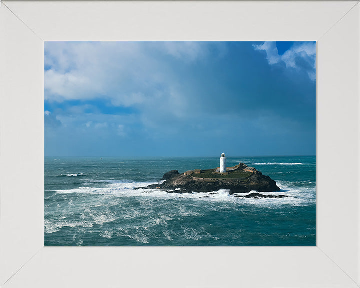 Godrevy Lighthouse St Ives bay Cornwall Photo Print - Canvas - Framed Photo Print - Hampshire Prints
