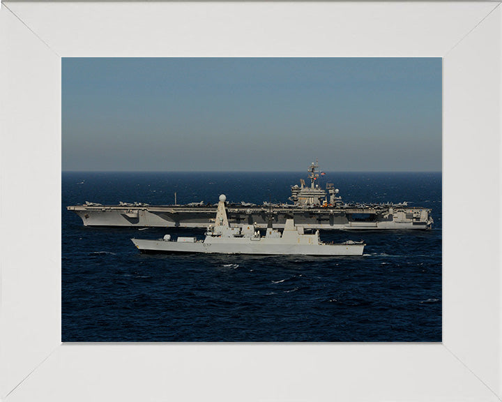 HMS Daring D32 with USS Carl Vinson | Photo Print | Framed Print | Poster | Type 45 | Destroyer | Royal Navy Hampshire Prints