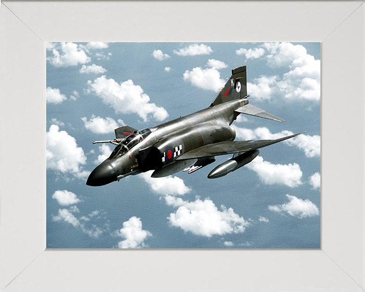 RAF RF-4 Phantom II Aircraft in flight | Photo Print | Framed Print | Military | Aircraft | Royal Air Force | Wall Art | Home Decor | Aviation | Photography Hampshire Prints 10 x 8 White Frame No