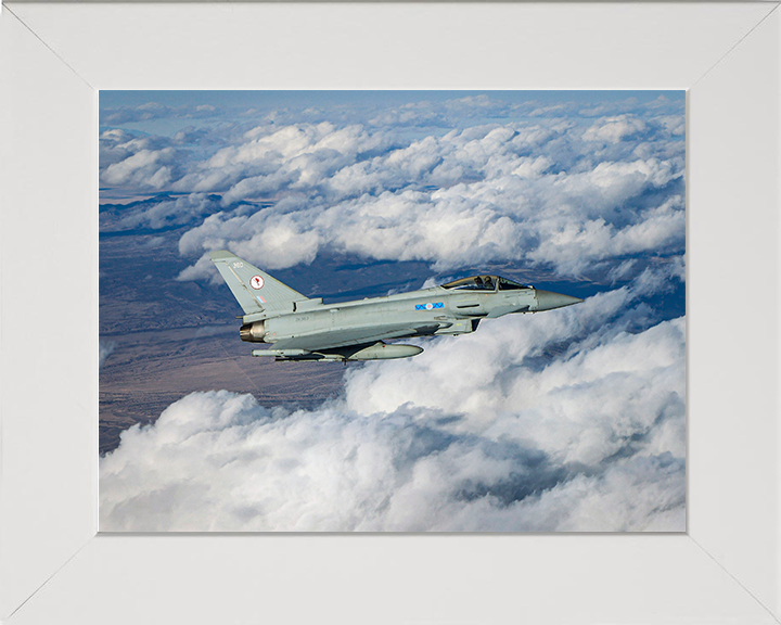 RAF 6 Squadron Typhoon in flight | Photo Print | Framed Print | Military | Aircraft | Royal Air Force | Wall Art | Home Decor | Aviation | Photography Hampshire Prints 10 x 8 White Frame No