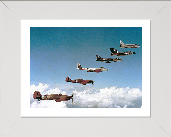 RAF Fighters 1940-1960 in flight | Photo Print | Framed Print | Military | Aircraft | Royal Air Force | Wall Art | Home Decor | Aviation | Photography Hampshire Prints 10 x 8 White Frame Yes