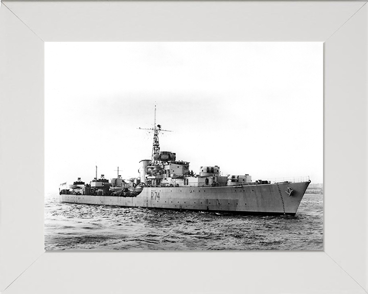 HMS Hogue R74 (D74) | Photo Print | Framed Print | Battle Class | Destroyer | Royal Navy Hampshire Prints 10 x 8 White Frame No