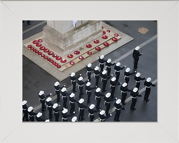 Royal Marines march past the Cenotaph London | Photo Print | Framed Print | Military | Commando | Wall Art | Home Decor | Photography Hampshire Prints 10 x 8 White Frame No